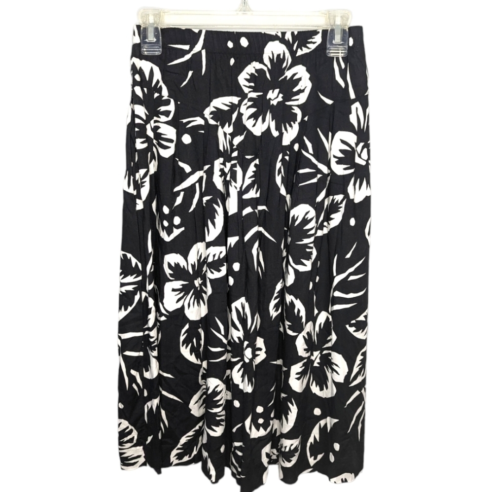 California Krush Midi Hawaiian Floral Tropical Skirt elastic waist womans small